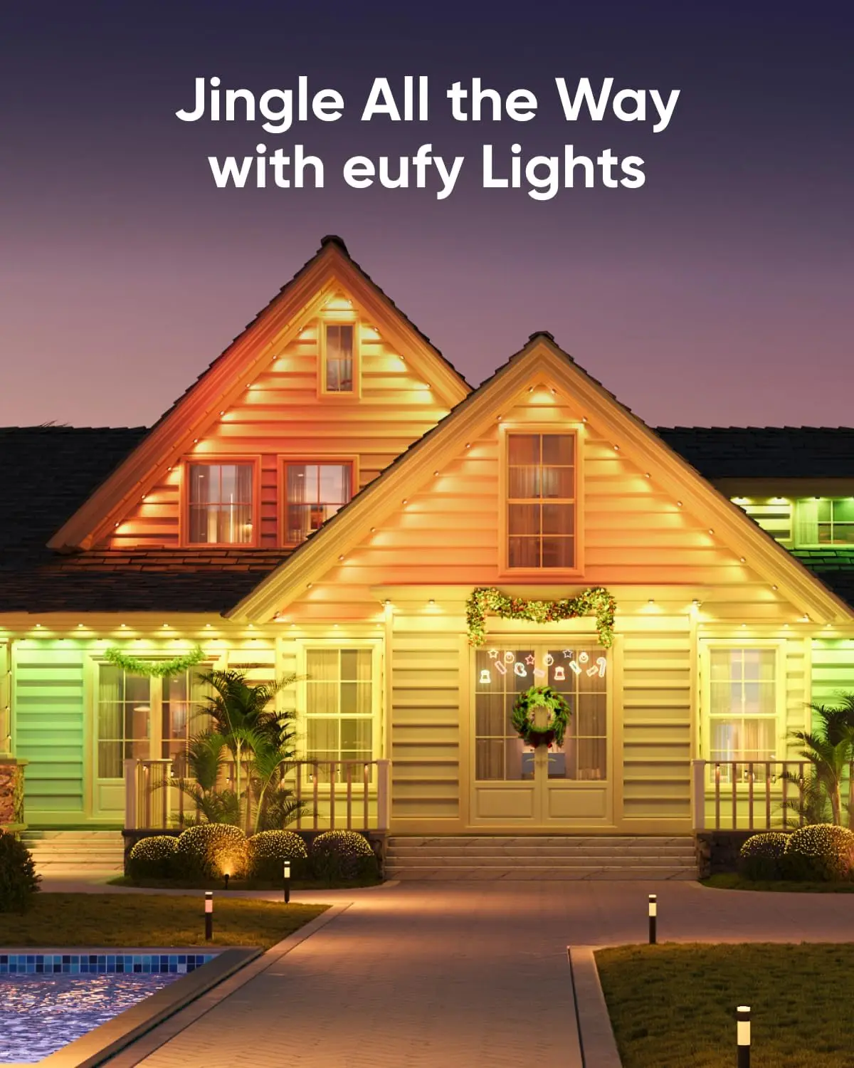 eufy Permanent Outdoor Lights E22,100ft with 60 Triple-LED Lights,Smart RGBWW Christmas Lights,Daily and Holiday,IP67 Waterproof