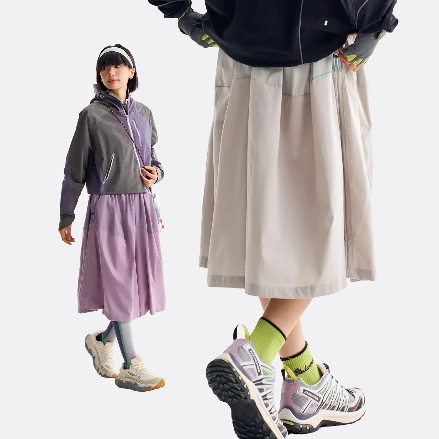 Outdoor Hiking Pant Skirt Women Quick Dry Splice Fashion Streetwear Loose Casual Sport Y2k Wide Leg Cargo Skirts Pant