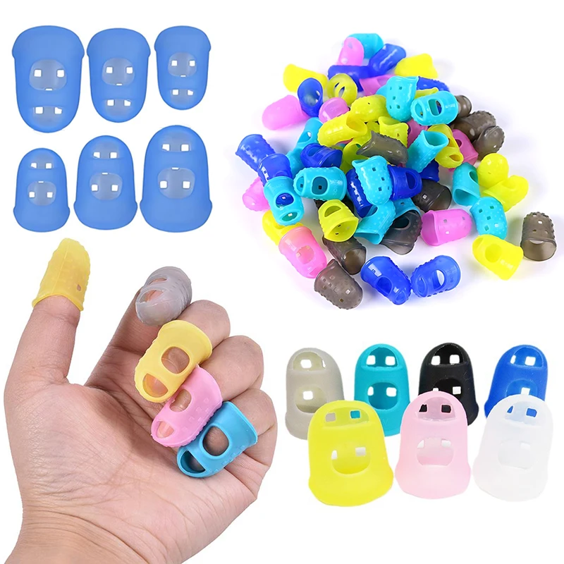 5PCS/Set Random Mixed Color Silicone Thimbles 3 Sizes Multifunctional Wear Resistant Finger Cover Guitar Ukulele Accessories ZYF