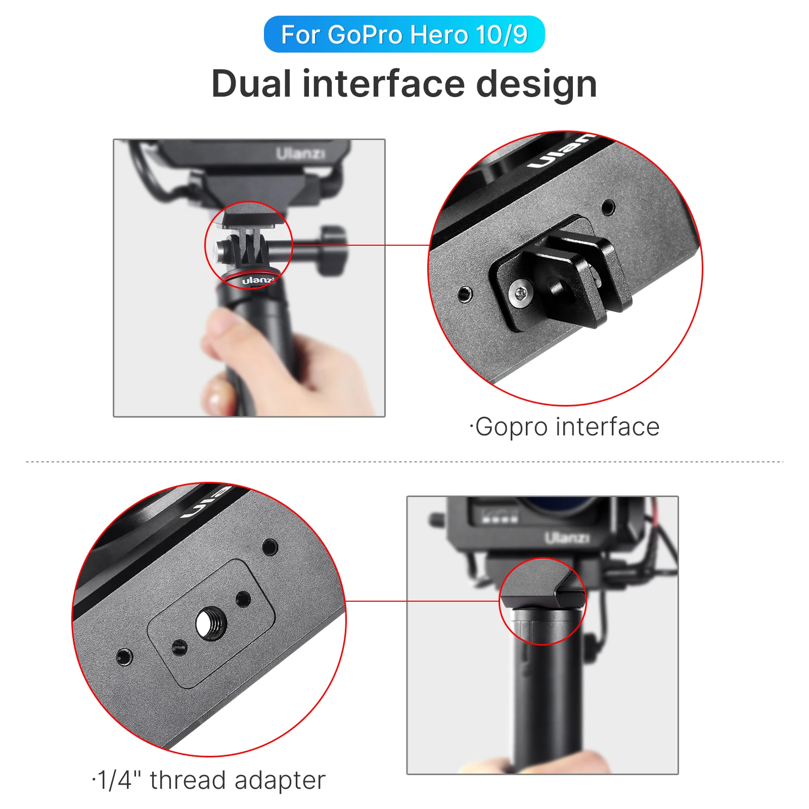 Ulanzi G9-5 Gopro 9 Metalen Kooi Voor Gopro Hero 9 Zwart Frame Case Met 52Mm Filter Adapter Breiden Koud schoen Mount Mic Vulling Licht