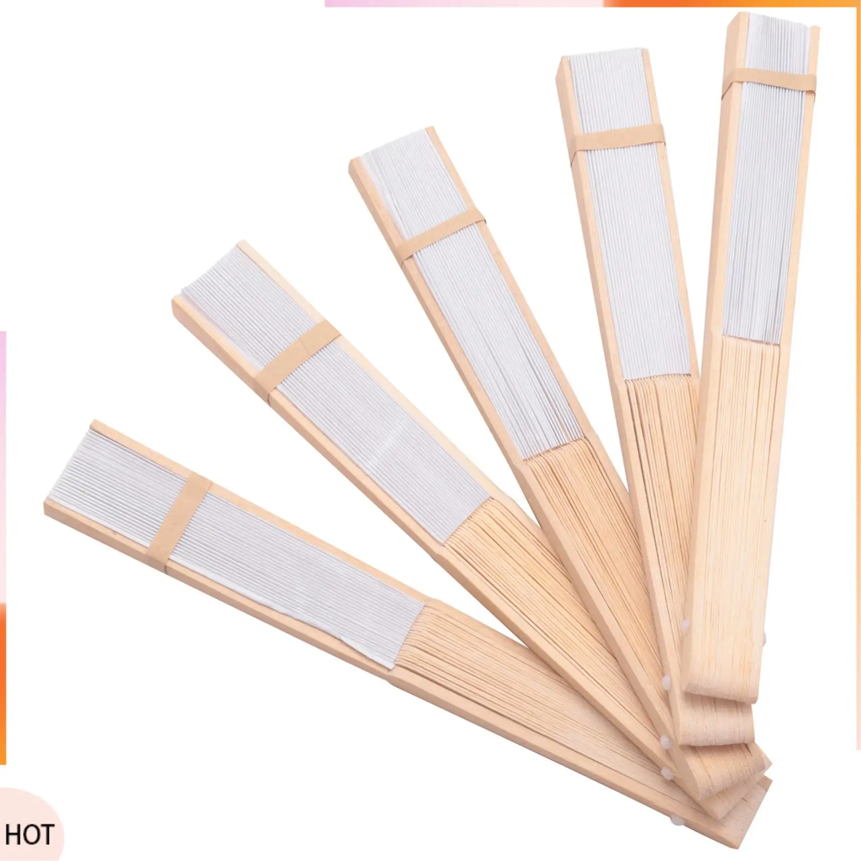 

A49Z 50 Pcs/Lot White Folding Elegant Paper Hand Fan Wedding Party Favors 21Cm(White)