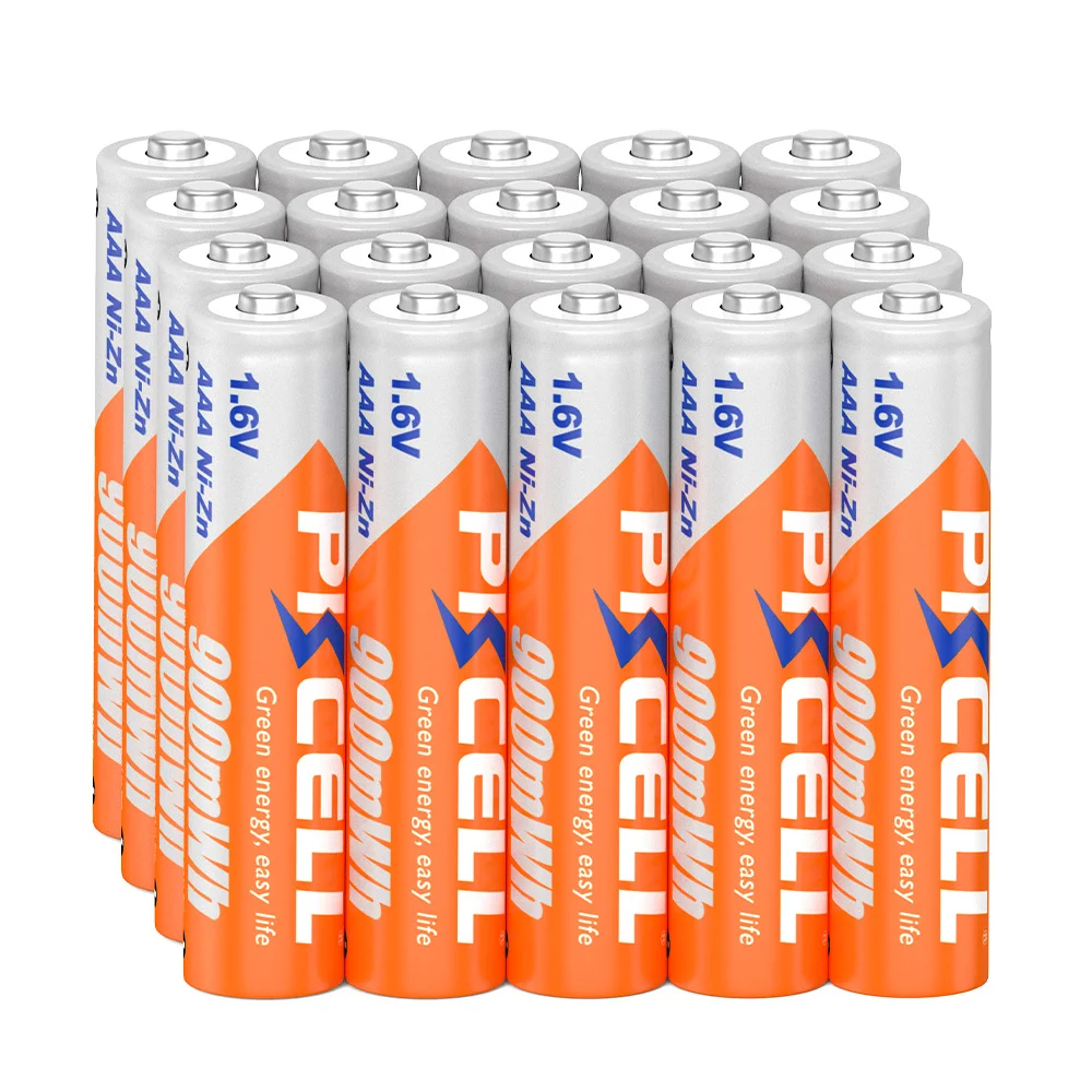 PKCELL 20 قطعة 1.6 فولت Ni-Zn AAA بطارية قابلة للشحن بطاريات AAA 900mWhpack مع شاحن بطارية NiZn AA/AAA لبطارية NIZN