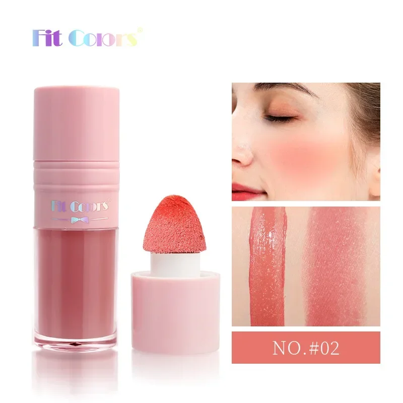 Liquid Blush Cheek Tint Sponge Tip Soft Smooth Face Contour Makeup Blusher Rouge Waterproof Long Lasting Creamy Cosmetic