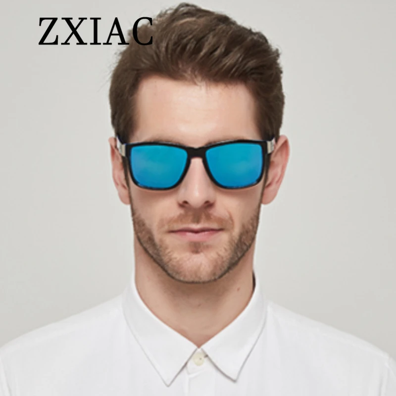 ZXIAC Polarized Metal Sunglasses Men TR90 Sport Brand Designer Stylish Square Mirror Lens Sun Glasses Driving Male UV400 Shades