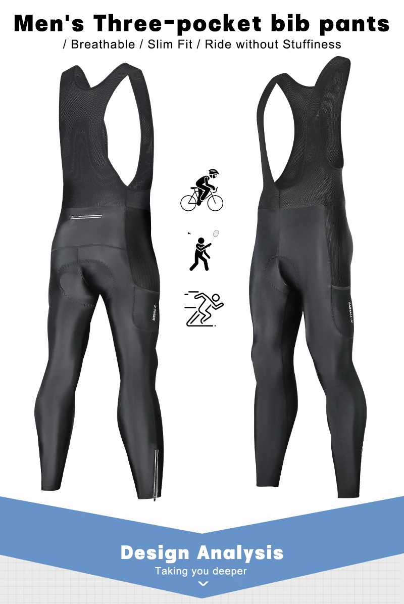 X-TIGER Männer Radfahren Lange Hosen 5D Gel Gepolsterte Lange Fahrrad Hosen Strumpfhosen Leggings Outdoor Reiten Mountain Road Fahrrad Lange Hosen – Detail 3