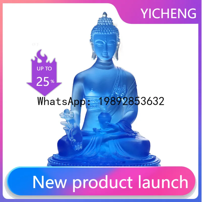 

Fx medicine buddha, glazed buddha, gilded tibetan statue, namo medicine king bodhisattva, water glazed crafts ornaments