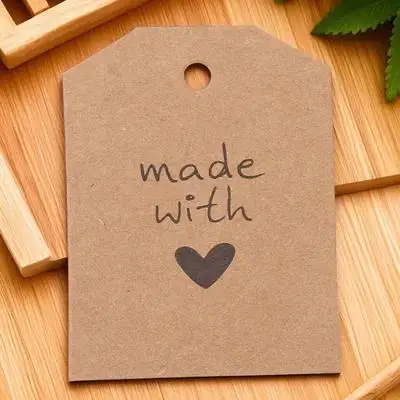 100pcs Wedding Gift Tags Paper Custom Kraft Tags Twine Party Anniversary Luggage Favours Heart Letter Design Fish Tail Shape