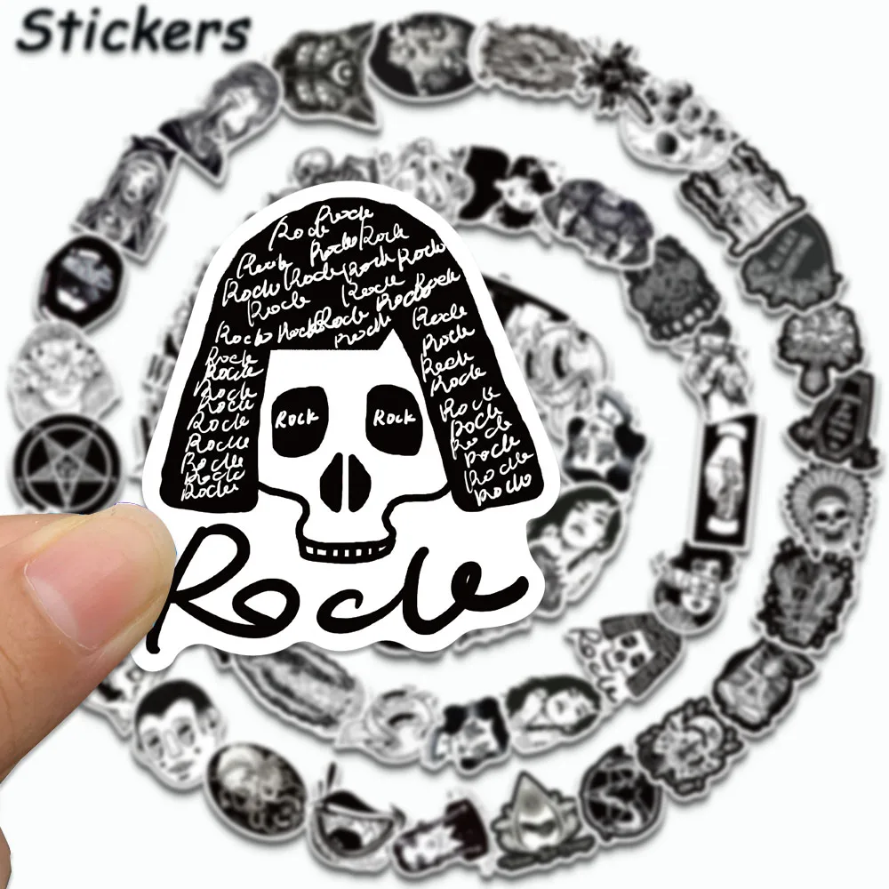 50PCS Gothic Punk Style Stickers Cool Black White Decal For Refrigerator Laptop Water Cup Skateboards Window Graffiti Stickers