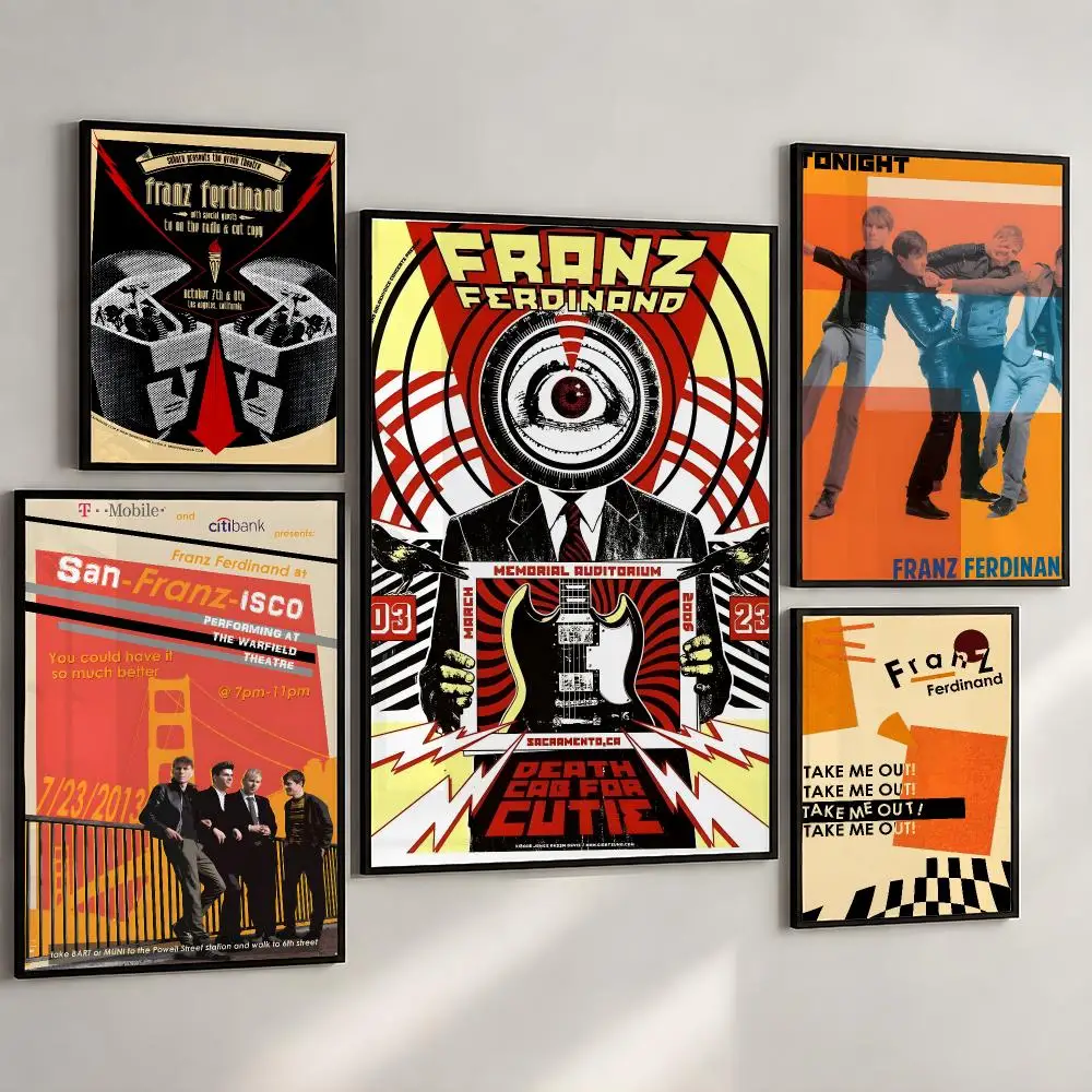 Music Franz Ferdinand Indie Rock Band Poster PP Wall Art Print Removable Water-Resistant Home Decor for Bedroom Apartment Gift