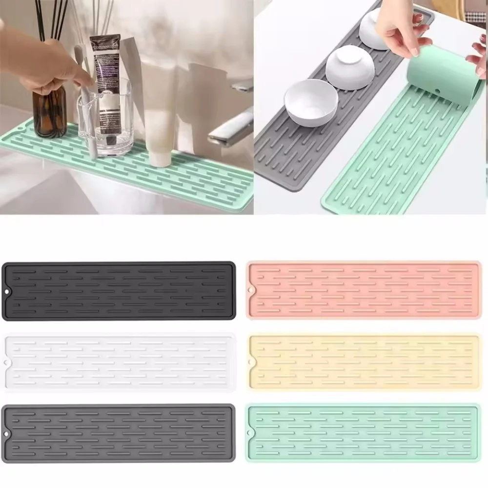 Kitchen Silicone Faucet Mat Drip Protection Pads Faucet Water Catcher Mat Sink Drain Pad Waterproof Non-slip Bathroom Gadget
