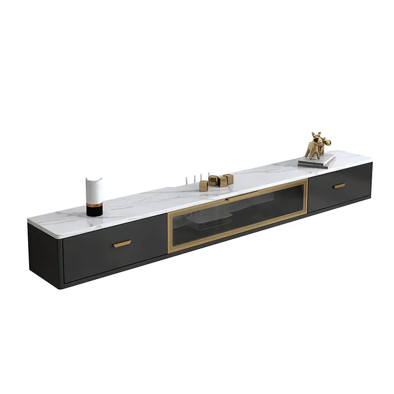 Small apartment light luxury imitation rock slab pattern wall-mounted TV cabinet simple modern living room wall-mounted cabinet