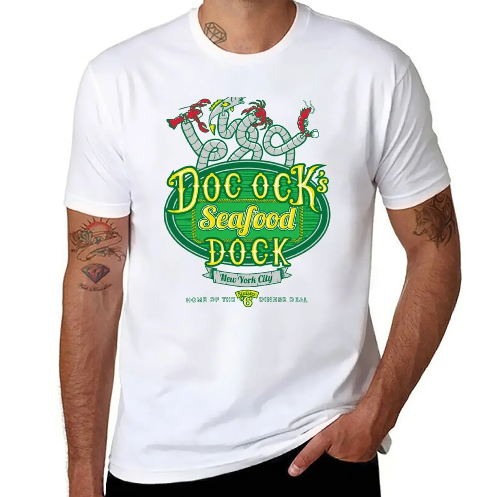 

Doc Ock's Seafood Dock T-Shirt quick drying summer top oversizeds shirts graphic tees men workout shirt