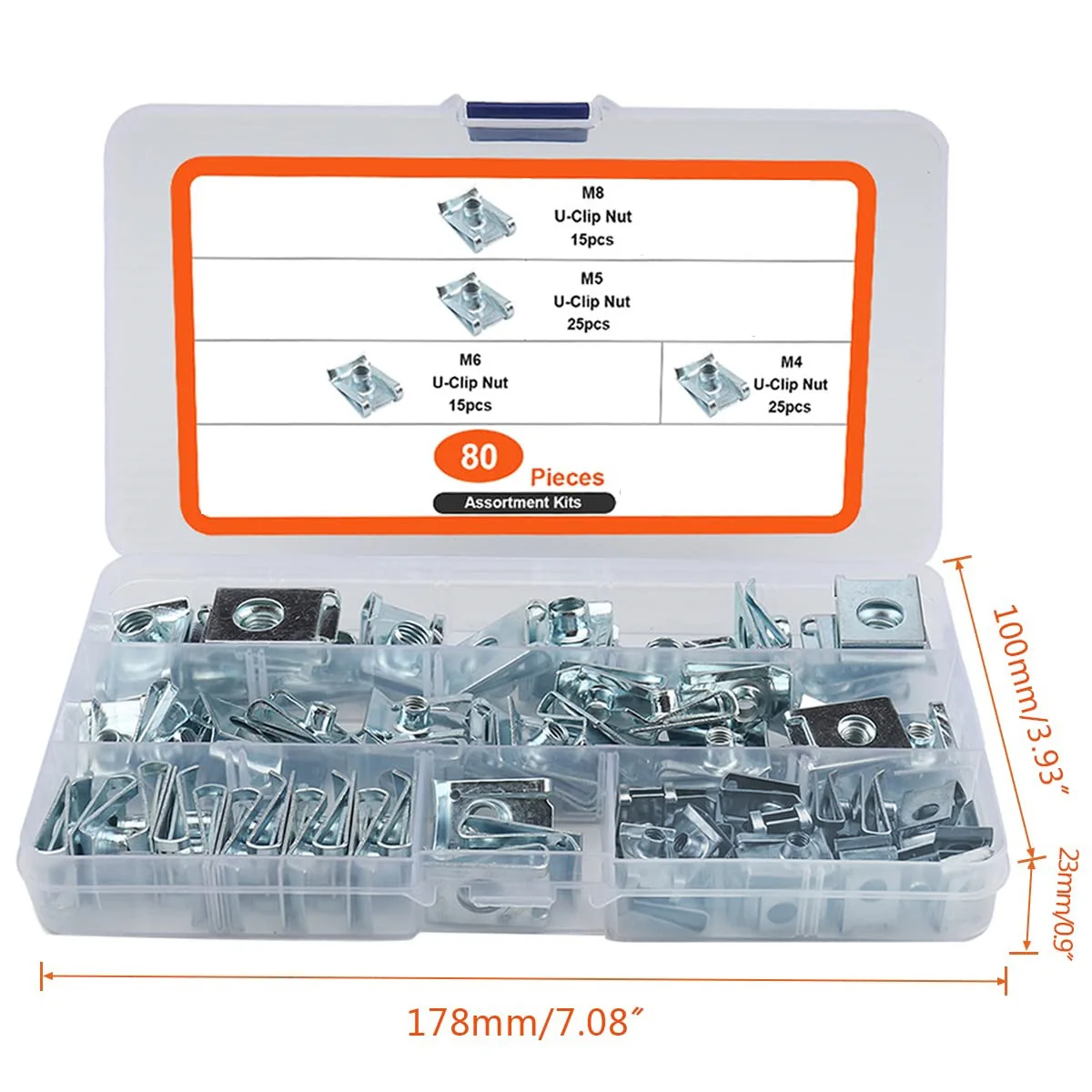 80 PCS B-type U-shaped spring nut self tapping clip spring nut card nut clip