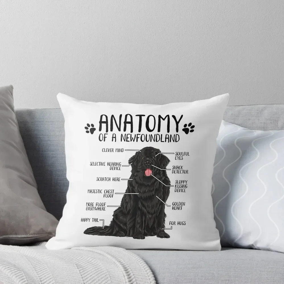 Funny Newfoundland Anatomy Newfie Dog Lover Throw Pillow Cushion Covers For Living Room christmas pillowcases pillow