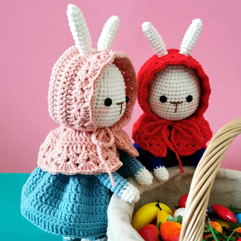 

Handmade Cloak plush toy rabbit dolls finished product Long Ears Rabbits Handmade Dolls bunny dolls for kids birthday present