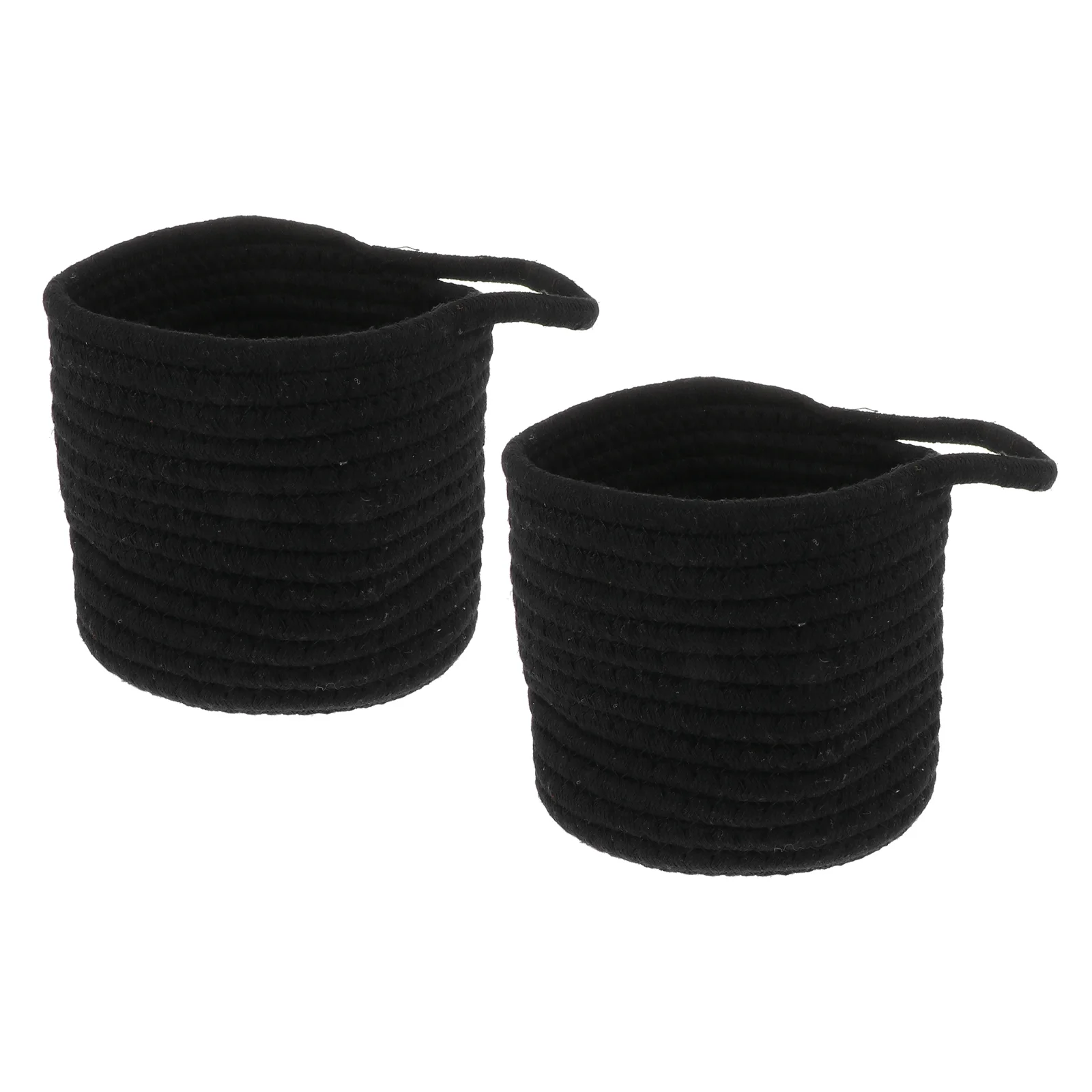 2 Pcs Cotton Rope Storage Baskets Black Woven Laundry Basket Blanket Holder Quality Material Multi Functional Home Decor