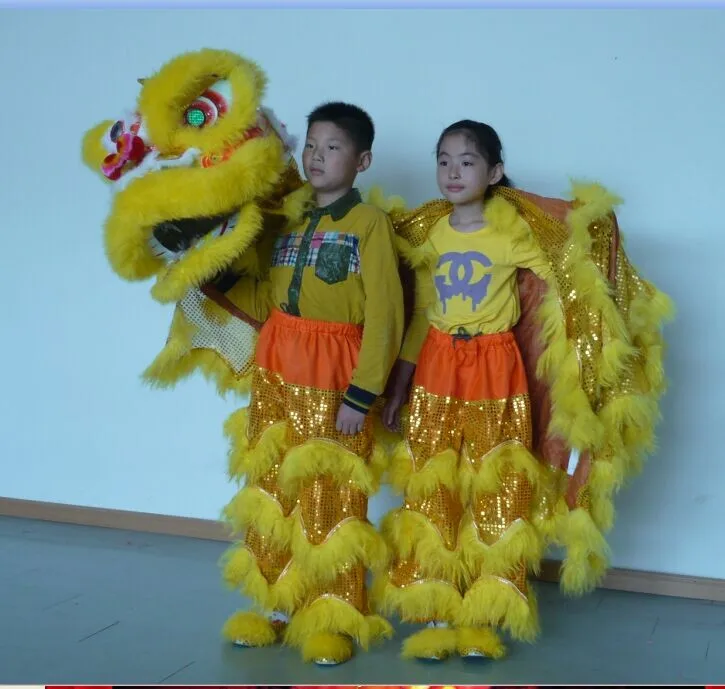 20inch Chinese Lion Dance Costume Flag wzplzj 2 Children Kid 8-15Age Student Fun Park Props Outfit Game Party Carnival Festival
