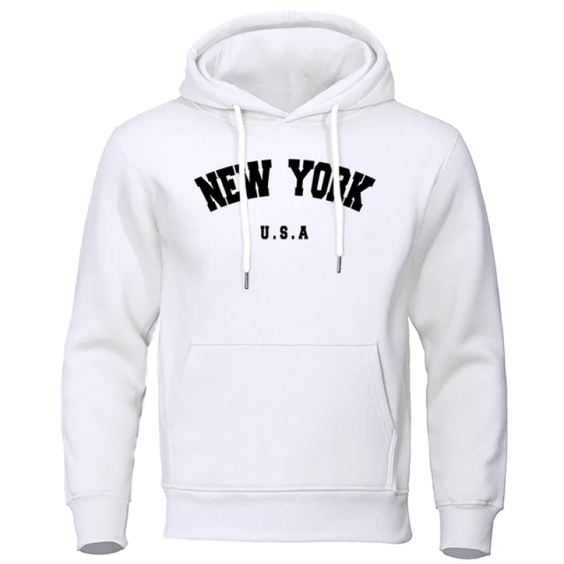 Sudadera con capucha con estampado de letras de la ciudad de Nueva YORK para hombre, Jersey informal de manga larga con capucha, sudadera holgada de gran tamaño, Sudadera con capucha de calle