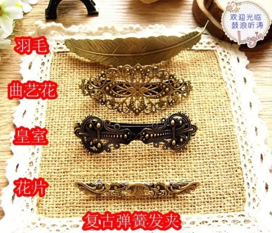 Fashion Woman Bronze Hair Clip Vintage Metal French Spring Barrette Girls Retro Side Clip Hairpins Hair Styling Accessories