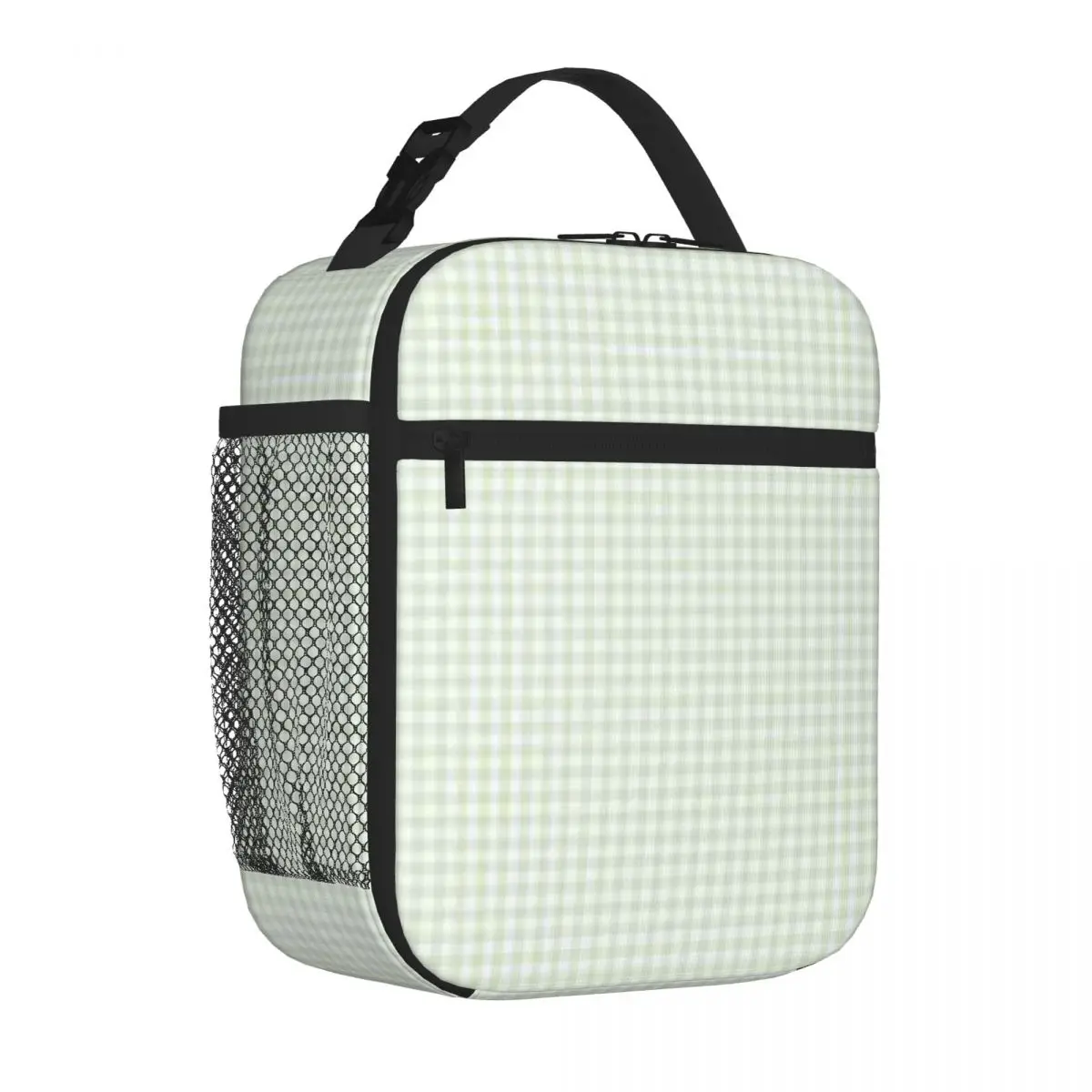 Bestselling Sage Green Gingham Floral Neoprene Lunch Bag Wilderness Camping Foldable Lunch Bag