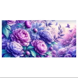 14CT 31X65cm Peony Needlework,DIY Cross Stitch Set Full Embroidery Kit, Printed Cross-stitch, Home Wall Decor New