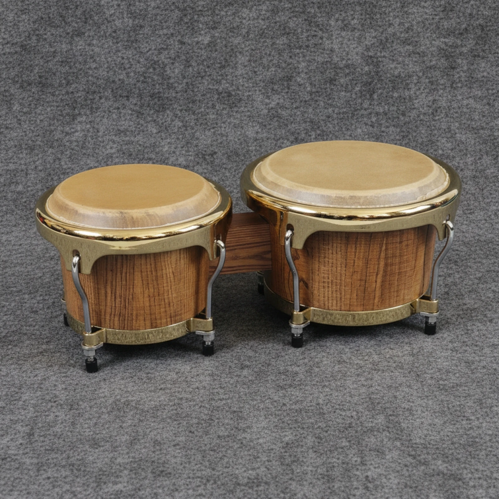 Bongo Set with Wooden Bridge Acoustic Bongo Drum Set Bongos Portable Artisanal Wooden Bongos Compact for Beginners