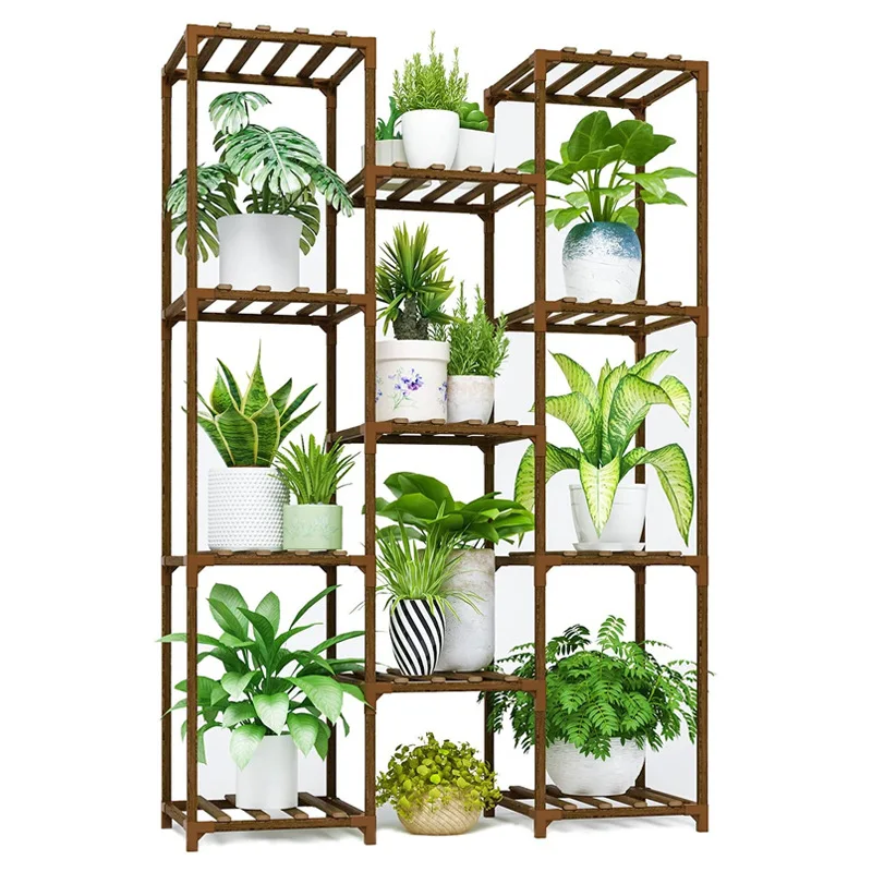 Multi Function 6 Tier, 7 Potted Multilayer Flower Stands Holder Plant Rack Bamboo Flower Stand For Indoor Outdoor/