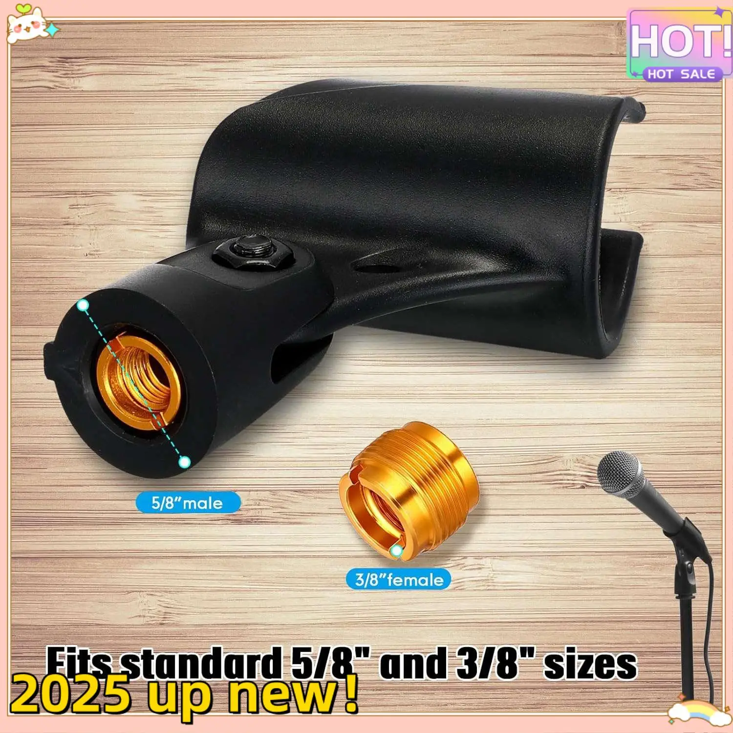 

Classy-10 Pcs Microphone Clip Holder With 10 Pcs Nut Adapter, Adapter For Performance, Demonstration, Podcasting, Recording Easy