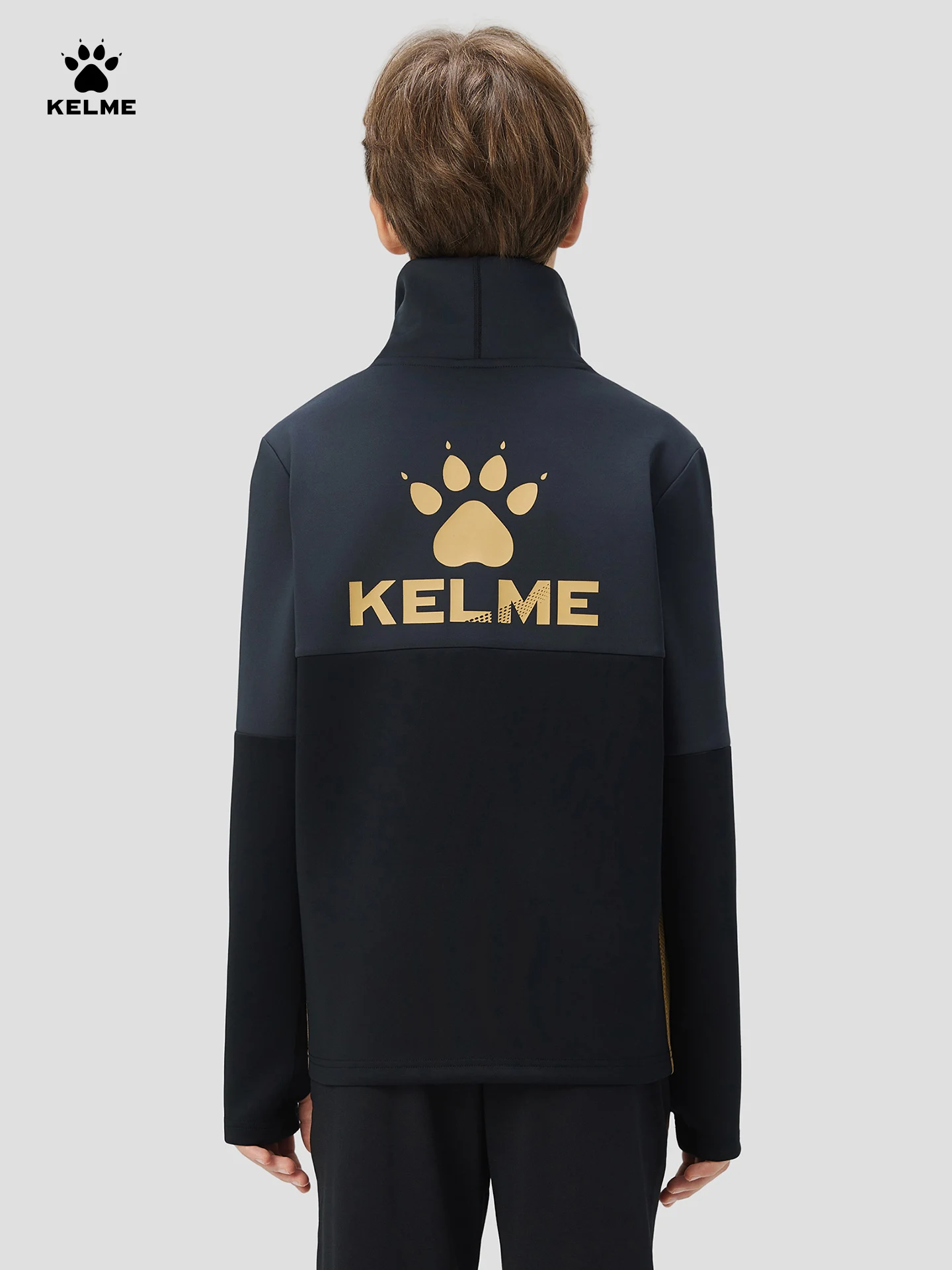 Kelme Abbigliamento da allenamento per calcio per bambini Felpa con cappuccio calda a collo alto da corsa Felpa con cappuccio con maschera a maniche lunghe antivento