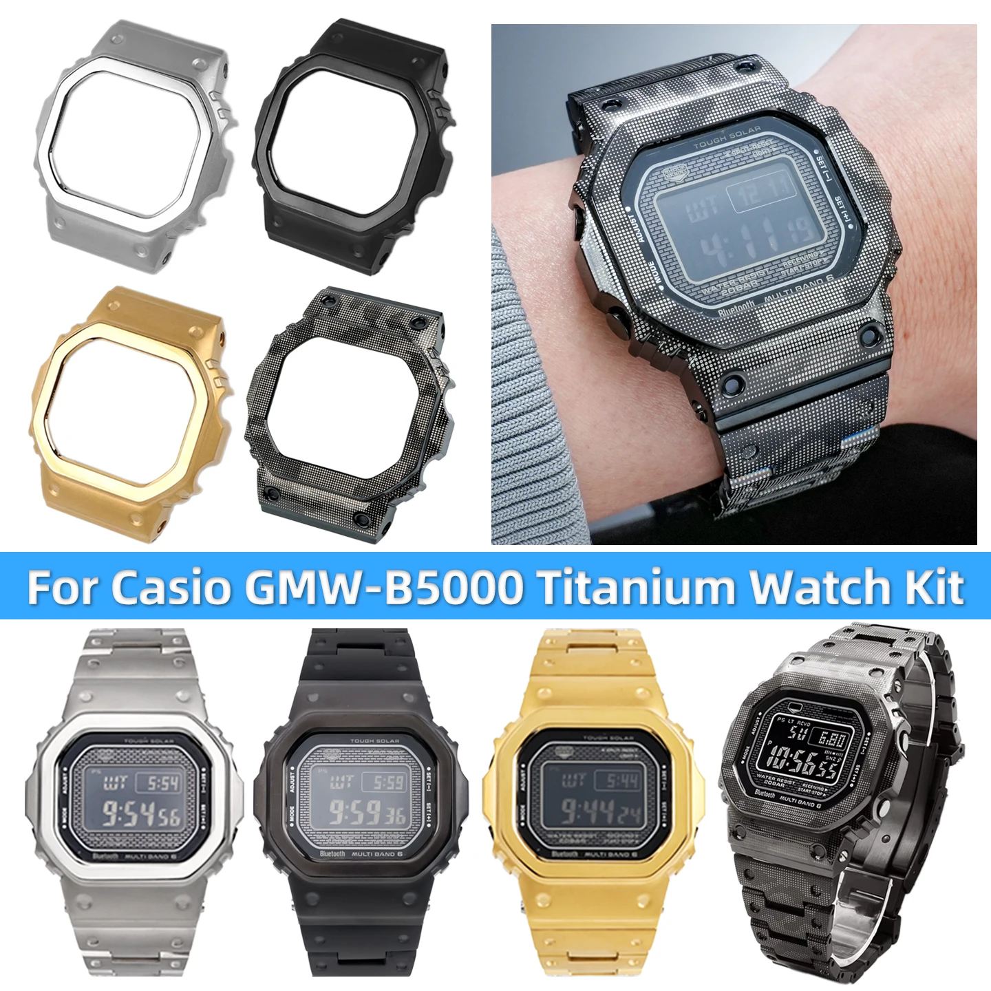 

Мод-комплект GMWB5000 для Casio GMW-B5000 G-Shock – корпус из титана и нержавеющей стали, варианты ремешков для часов, металлический ободок, аксессуары.