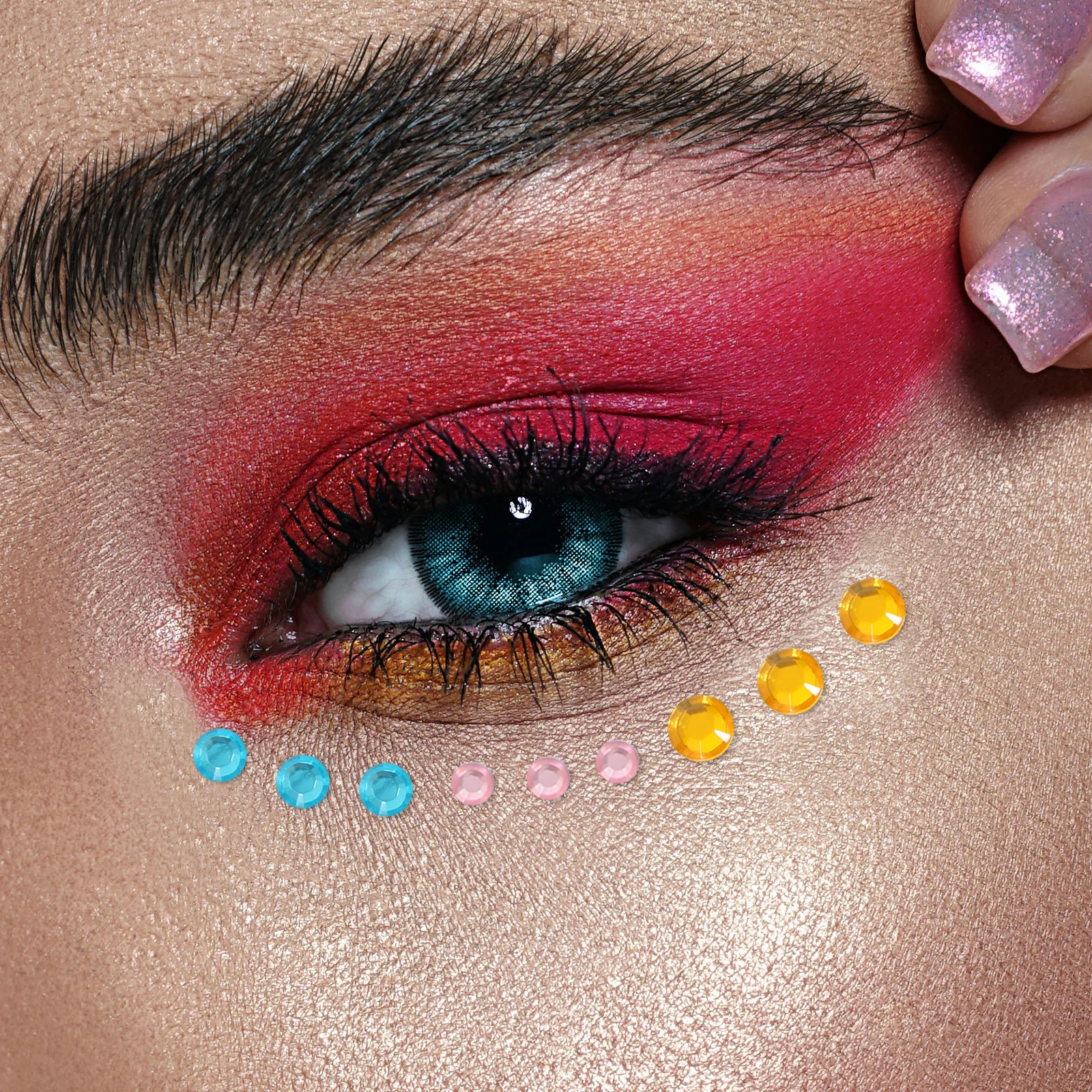 

6 Sheets Stickers Rhinestone Face Gems Shiny Jewels Eyebrow Paste Craft Decor Safe Material Various Colors