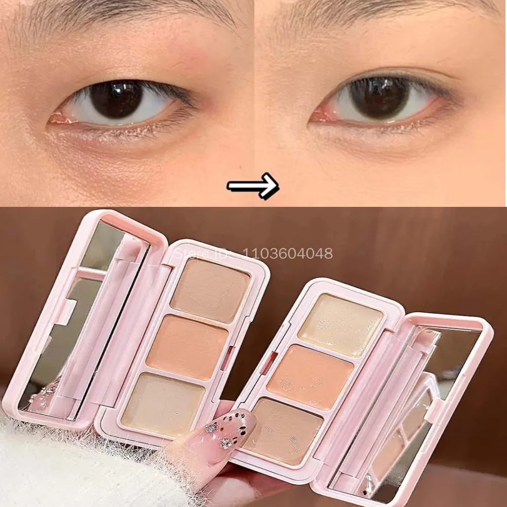 พาเลทคอนซีลเลอร์ 3 สี ปรับสีผิว ปกปิดจุดด่างดำ บำรุงผิวรอบดวงตา คอนทัวร์ครีม ปกปิดเต็มที่ ควบคุมความมัน