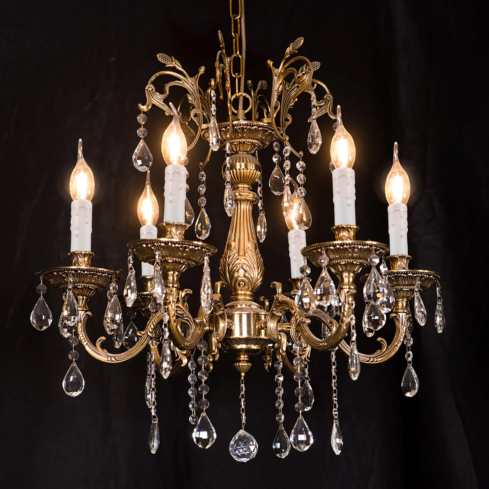 6Pcs Socket Sleeve Hanging Lamp Base Covers European Style Tear-Drop Embossed Classic Chandelier Light Covers E14 Bulb