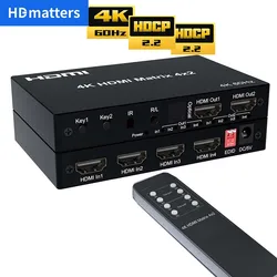 4K 60Hz HDMI Matrix 4x2 z audio optycznym i stereo HDR HDMI Matrix Switcher Splitter 4 wejścia 2 wyjścia 2 wyjścia Matrix HDMI 2X4