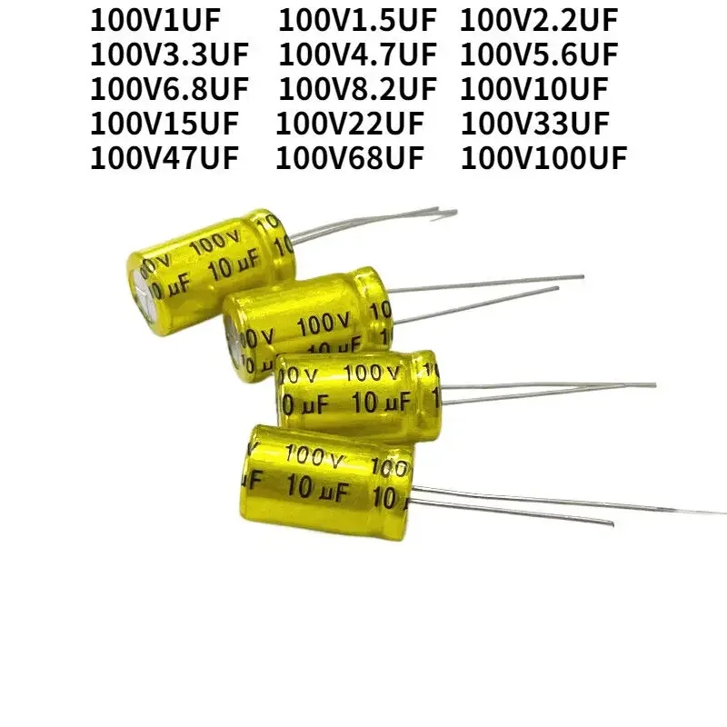 10PCS Gold electrolytic capacitor NP 100V 6.8/10/15/22UF/33UF/47UF/68UF/100UF