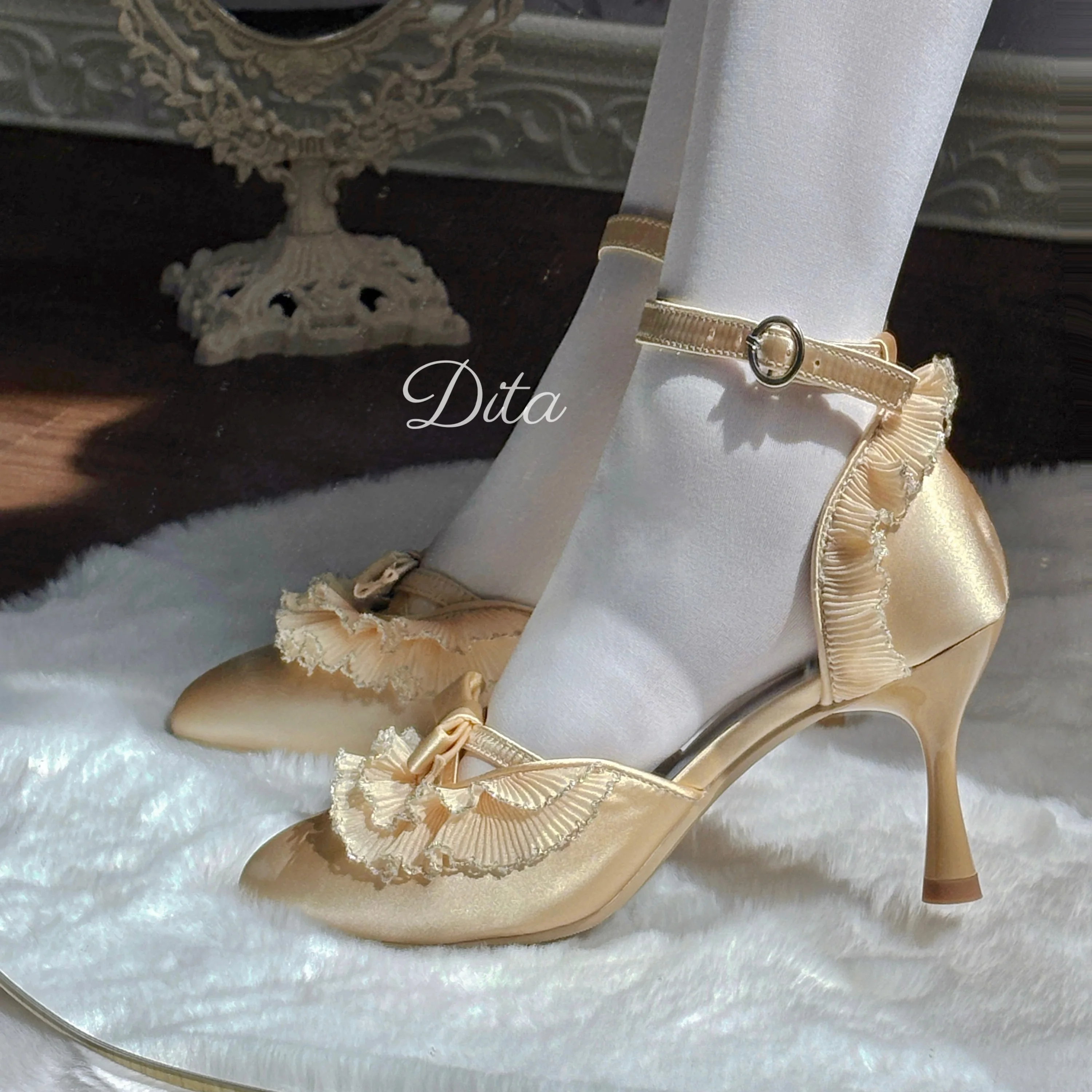 Chaussures simples à talons hauts Lolita, avec nœud pointu, élégantes, série Cla, japonaises, douces, pour fête de thé, pour filles
