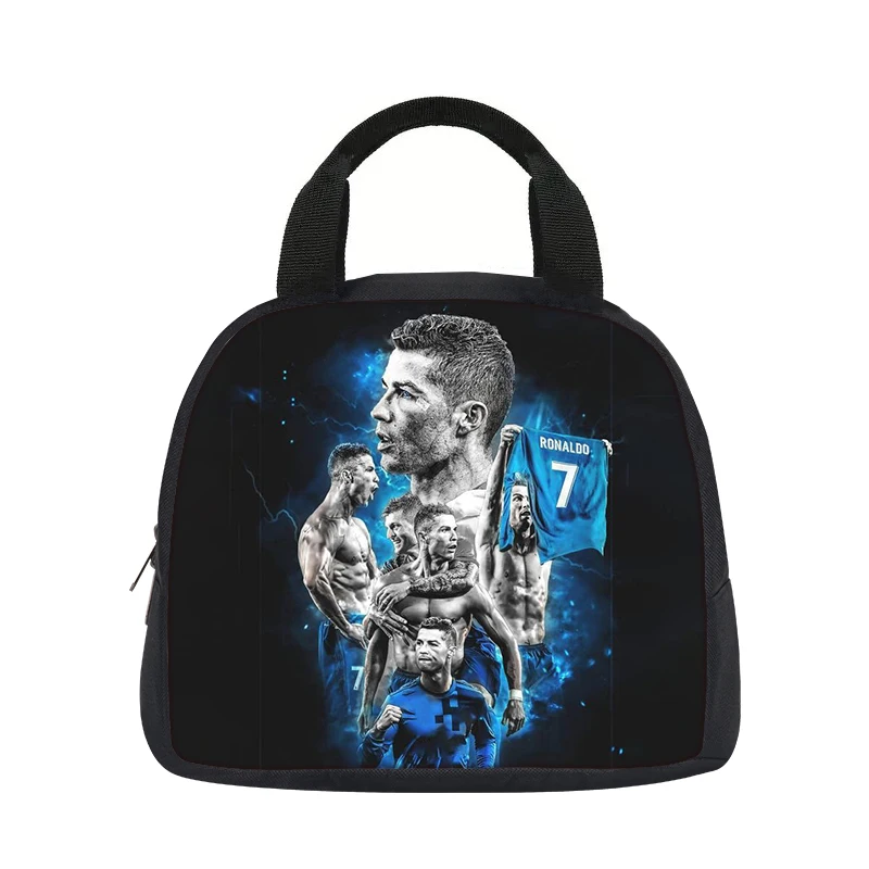 Ronaldo Handbag Sports Insulated Lunch Bag CR Football Star Student Bento Food Container Bags Reusable Thermal Cooler Lunch Box