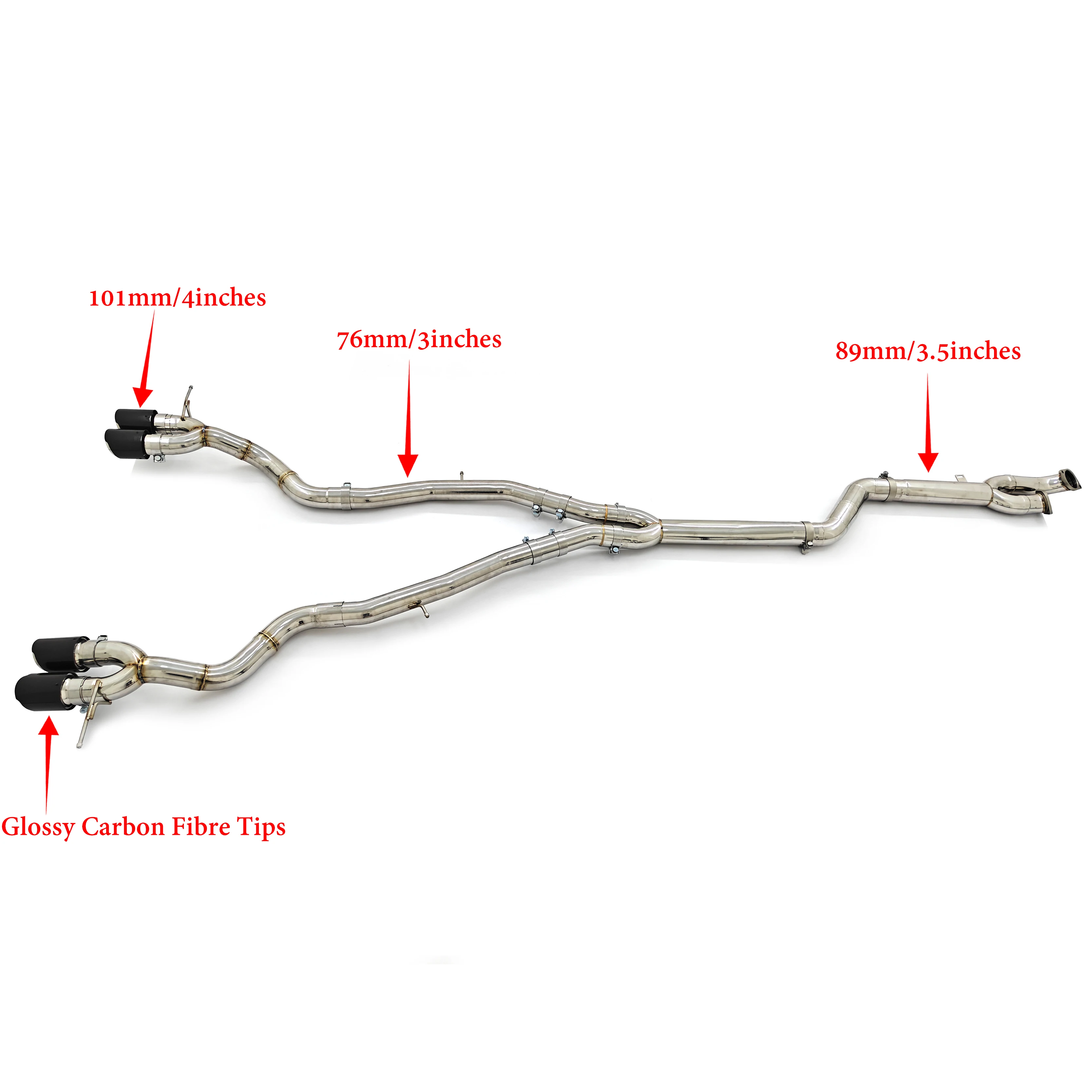 CBNT Exhaust System for BMW G80 M3 G82 M4 S58 3.0T SS304 Performance Exhaust Catback without Valve Single Midpipe Straight Pipe