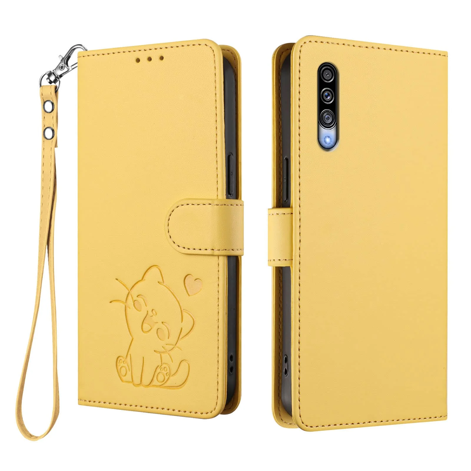 

WEFOR Cat Embossed Wallet Flip Case for Samsung Galaxy A06 A70 A50 A42 5G A30S A30 A21S A20S A20E A10S A10E, Card Holder Stand