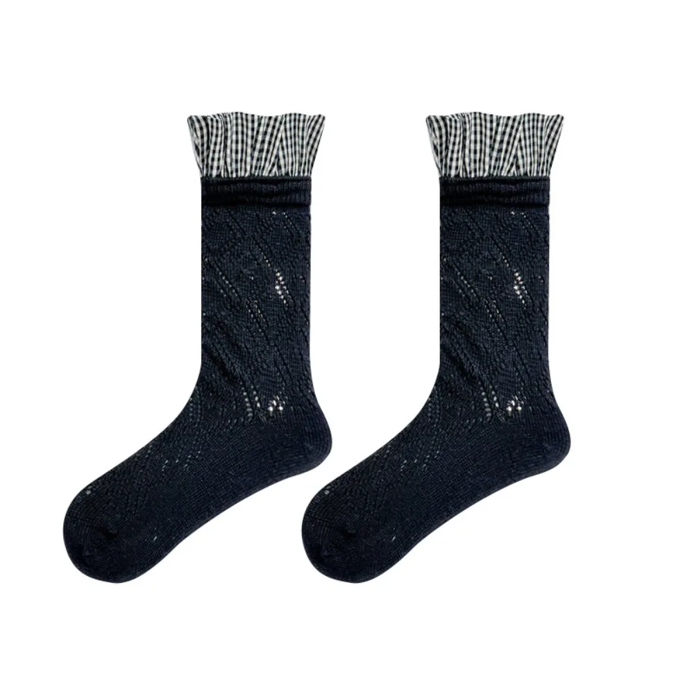 Simple Thin Ruffle Socks Mesh Ballet Style JK Cotton Socks Sweat-absorbing Jacquard Short Sock Lady