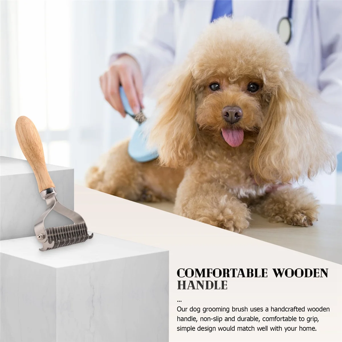 Щетка для ухода за домашними животными RIRI, двусторонние грабли для подшерстка для собак и кошек, безопасная расческа для удаления шерсти и инструмент для удаления матовых волос/тюнеров