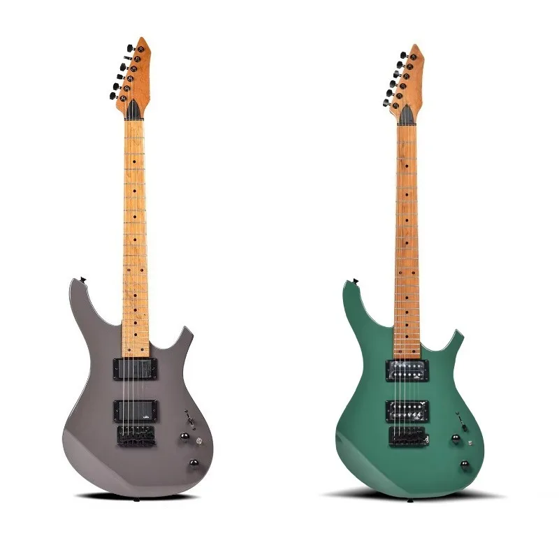 Polished Roasted Maple Neck Poplar Body Alnico 5 HH Pickup Stainless Steel Strings 6-Fret Electric Guitar