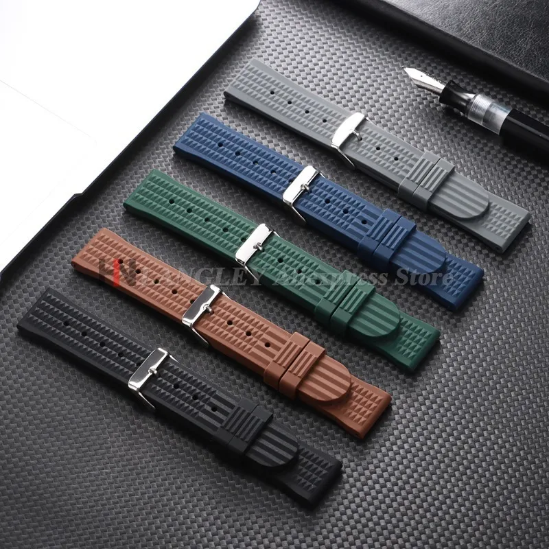 Watchdives 20 مللي متر 22 مللي متر لينة المطاط الهراء حزام سوار العالمي الرجال غواص سيليكون مقاوم للماء الرياضة ل Seiko5 SKX007 حزام الساعات #3