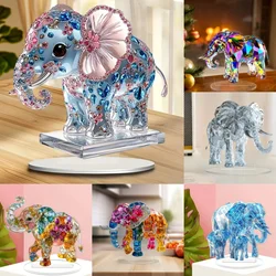 Flowers Elephant Statue,2D Flat Acrylic Figurine,Home,Office,Cafe,room,Studio,display Case,Table Ornament Desktop Decor Kit