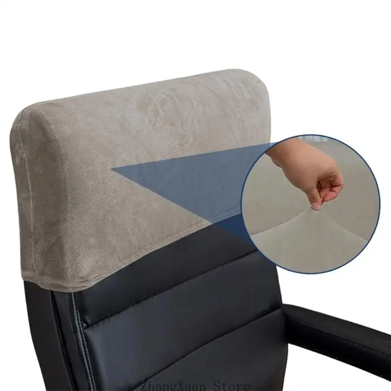 3XUF Bürostuhl-Kopfstützenbezug, weicher Plüsch-Stretch-Schonbezug für rechteckige Kopfstützen mit einer Breite von 40–50 für – Detail 9