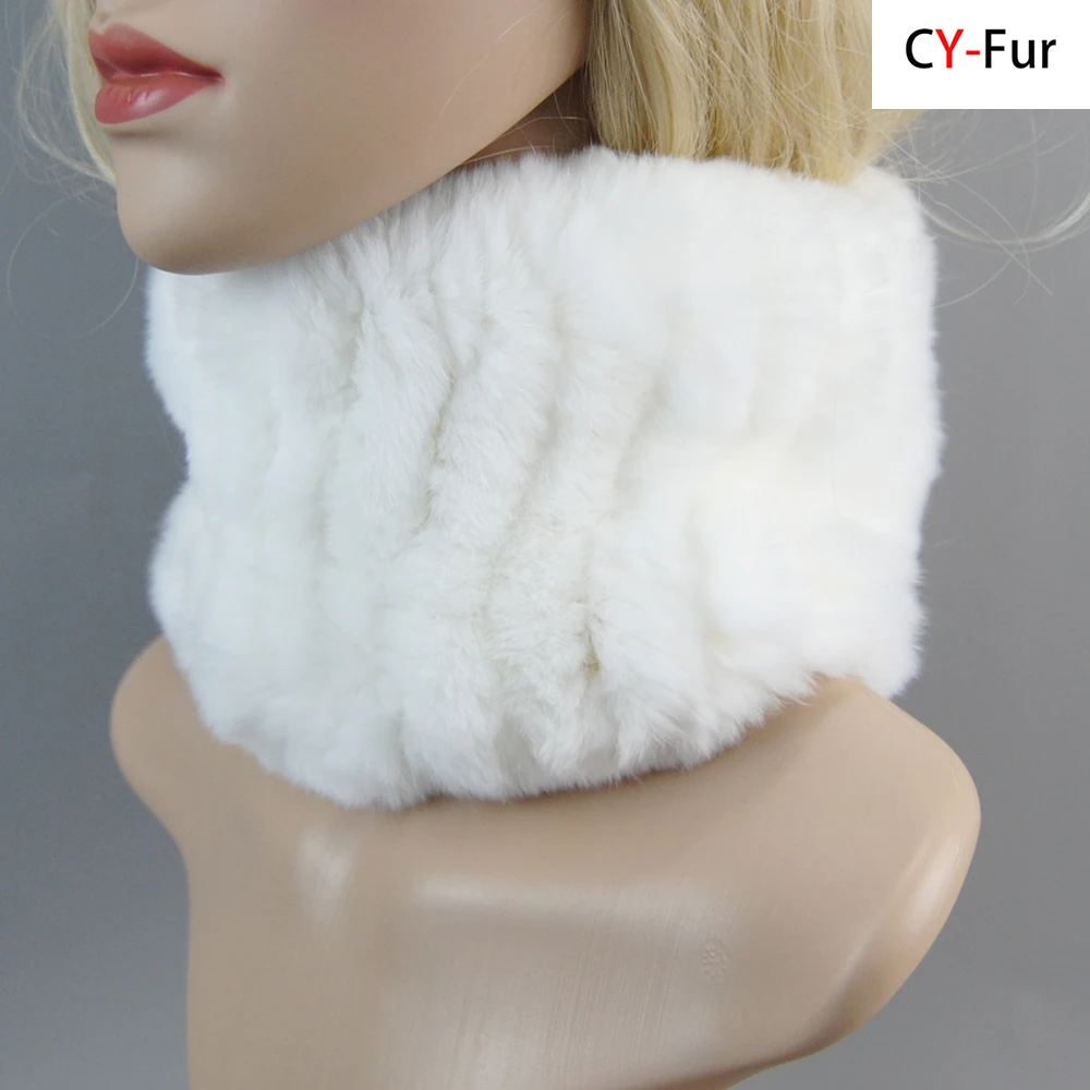 

2024 Winter Women Real Fur Ring Scarf Knit Lady Genuine Rex Rabbit Fur Headbands Girls Elastic Warm Soft Rex Rabbit Fur Scarves