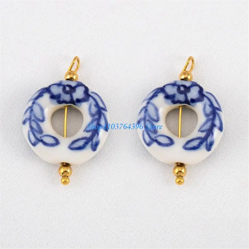 السيراميك الأزرق نمط القرط النتائج الملحقات المعدنية لإكسسوارات المجوهرات