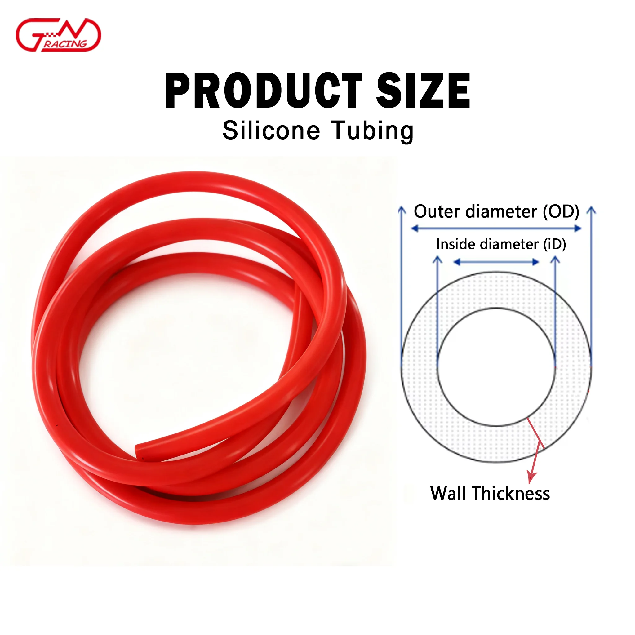 Red Inner Diameter 3mm, 4mm, 5mm, 6mm, 7mm，Car Vacuum Line Silicone Hose Auto Intercooler Line Pipe Tube 1/3/5 Meter