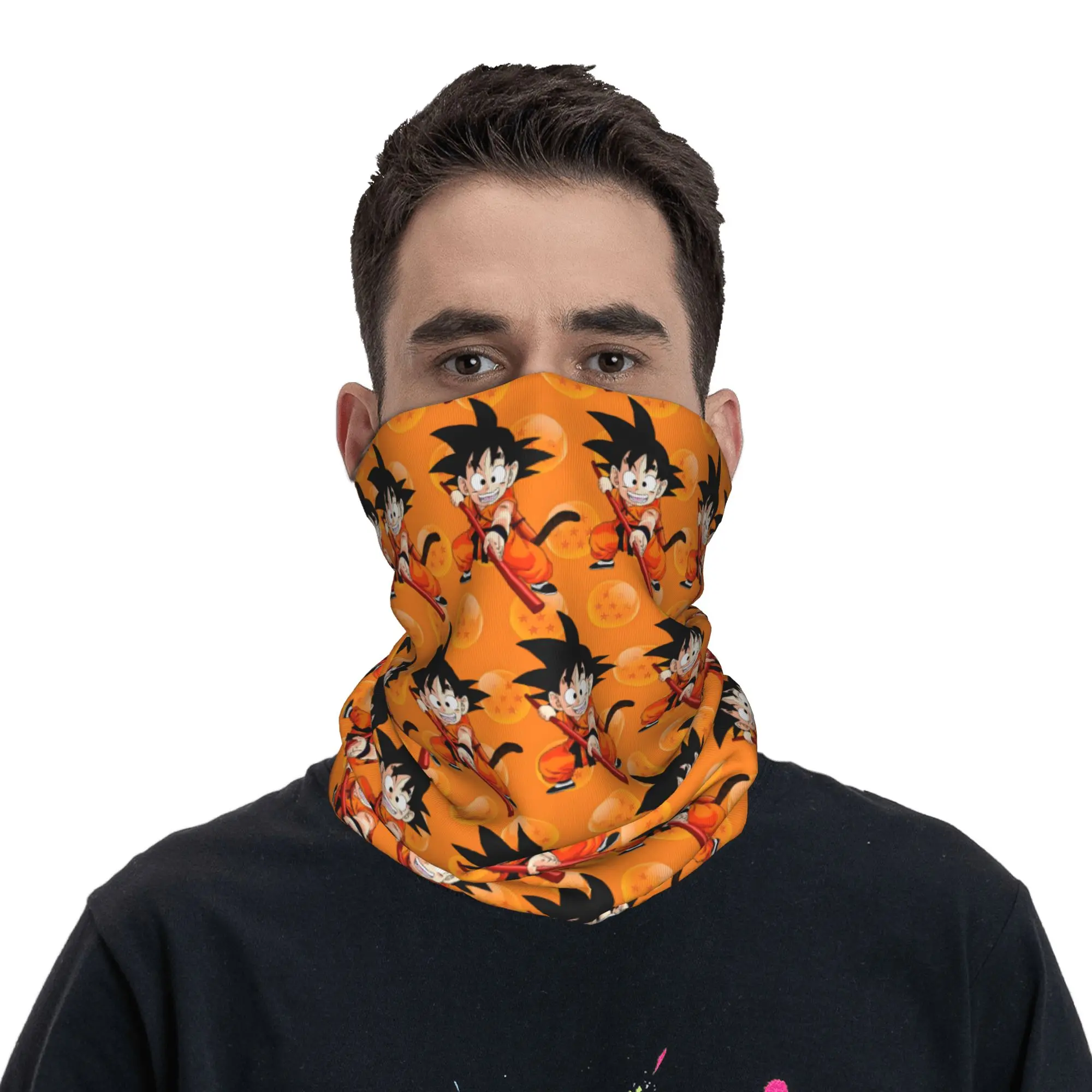 

Custom Goku Anime Bandana Neck Gaiter Windproof Face Scarf Cover Women Men Cute Cartoon Headband Tube Balaclava