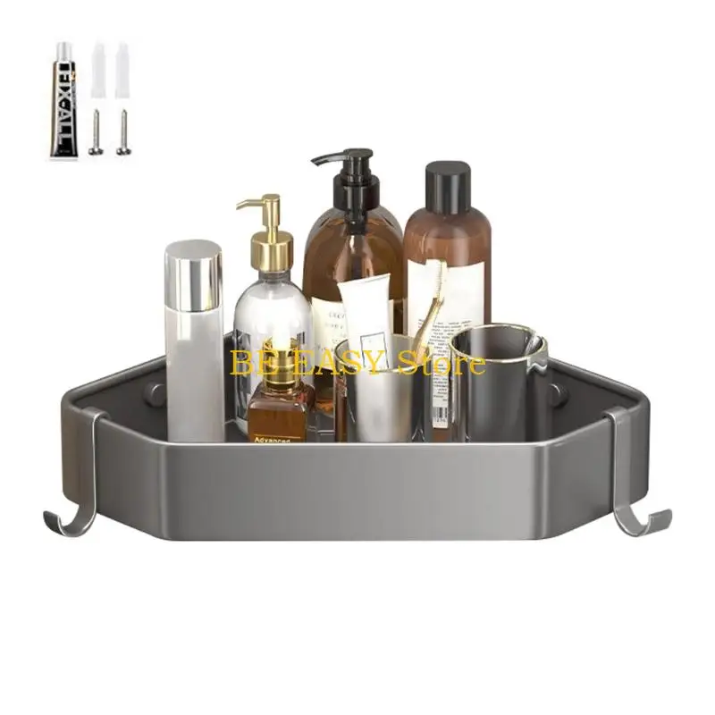 

E28F Угловой поднос для хранения в ванной комнате. Держатель для шампуня. Полка для душа. Сливная полка с крючками.